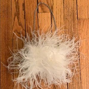 White Marabou feather handbag